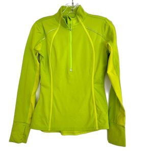 Athleta Plush Tech 1/2 Zip Neon Green Jacket Pullover Women's XXS